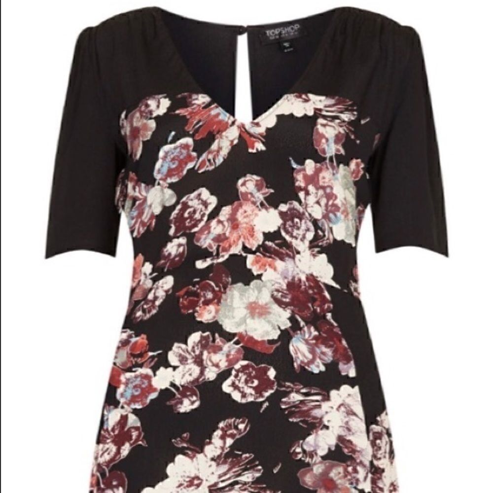 Topshop black floral dress size 6 US